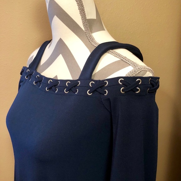 Off The Shoulder Grommeted Jersey Dress - Picture 1 of 5